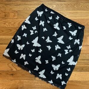 Wild Fable Black Skirt with White Butterfly Pattern